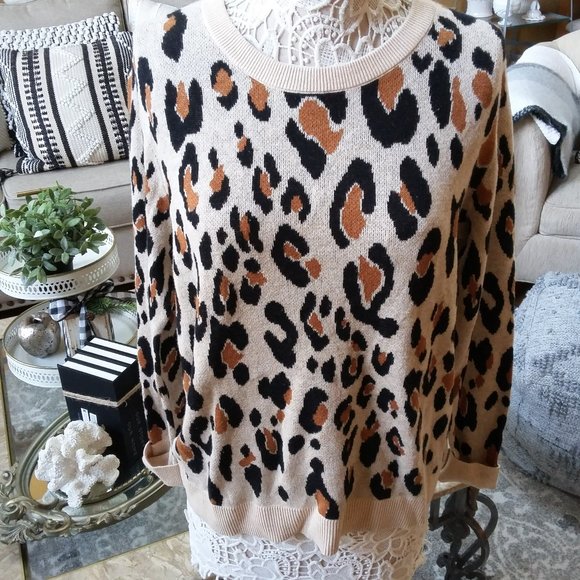 a new day Sweaters - NEW! ANIMAL Print PULLOVER SWEATER SZ XL